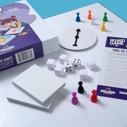 Junior Create Your Own Board Game Kit with Blank Board & Game Pieces | Bring your game ideas to life with everything needed to create a custom board game from scratch - style: Blank Board Game Kit - Junior Edition
