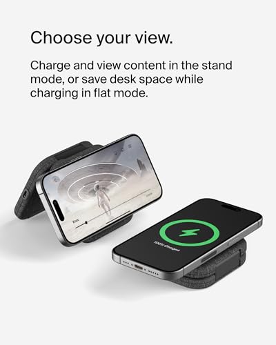 Belkin Qi2 15W Magnetic Wireless Travel Pad, 2 in 1 Foldable Charger | MagSafe compatible, iPhone 16 Series, Apple Watch 9, AirPods compatible, portable travel charger, Magnetic - style: 2 in 1