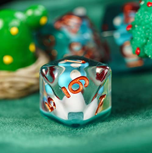 UDIXI Mushroom DND Dice, Cyan Mushroom Dice Set for D&D Role Playing Games | Velvet Storage Bag, DM Gift, for Dungeons and Dragons Tabletop Games Board Games - color: Mushroom Blue