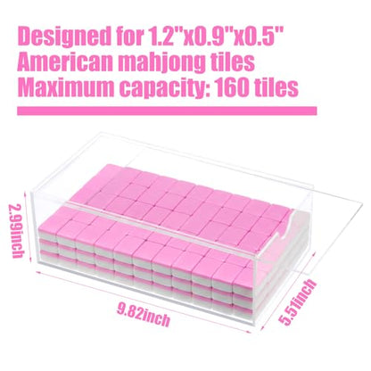Soulchen 160 Pink Kaleidoscope American Mahjong Tile Set with Acrylic Storage Box & Dice 1.2" 3D Engraved Tiles for Adults Friends Family Game Night Mahjong Travel Size Chinese Game Gifts - style: Kaleidoscope