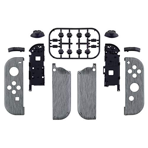 eXtremeRate DIY Replacement Shell Buttons for Nintendo Switch & Switch OLED, Brushed Silver Soft Touch Custom Housing with Full Set Button for Joycon Handheld Controller - Console Shell NOT Included - color: Brushed Silver