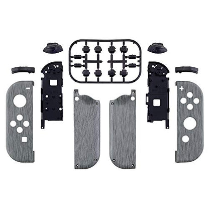 eXtremeRate DIY Replacement Shell Buttons for Nintendo Switch & Switch OLED, Brushed Silver Soft Touch Custom Housing with Full Set Button for Joycon Handheld Controller - Console Shell NOT Included - color: Brushed Silver