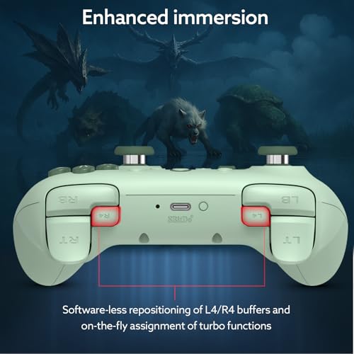8Bitdo Ultimate 2C Wireless Controller (Green) - 1000Hz Polling | For Windows PC & Android, Hall Effect Joysticks & Triggers, Remappable L4/R4 Bumpers - color: Green