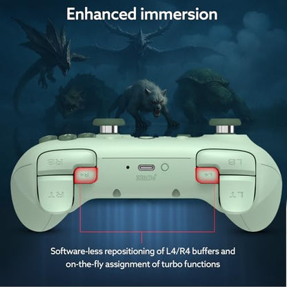 8Bitdo Ultimate 2C Wireless Controller (Green) - 1000Hz Polling | For Windows PC & Android, Hall Effect Joysticks & Triggers, Remappable L4/R4 Bumpers - color: Green