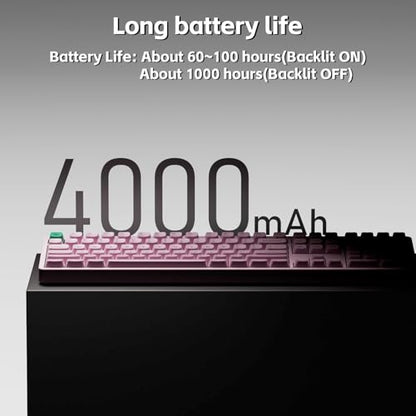 NuPhy Node100 Wireless Mechanical Keyboard, Hot Swappable Custom Bluetooth Keyboard, 109 Keys Computer Gaming Keyboards, Supports Touch Gestures, PBT Keycaps, RGB Backlit, Bluetooth/2.4GHz/USB-C - color: Pink, size: High-profile Red Max Switch