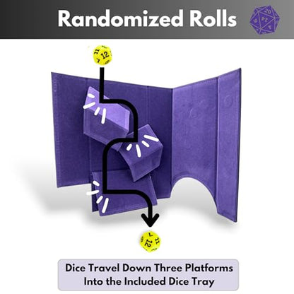 Luck Lab Magnetic Folding Dice Tower & Tray for DND RPG Games, Raven Purple | Version 2.0 Magnets, PU Leather + Felt, Folds Flat, Portable, Quiet Play Dice Roller Tray