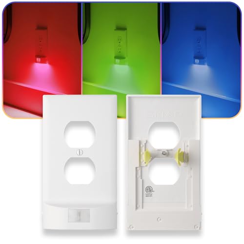 2 Pack - SnapPower Multi-Color GuideLight – Outlet Cover RGB Lights, Customizable Ambient Lighting/Mood Lighting for Home, Kitchen, Gaming Room, Kids Bedroom, Nursery, Holiday Decor (White, Duplex) - color: White, size: Duplex
