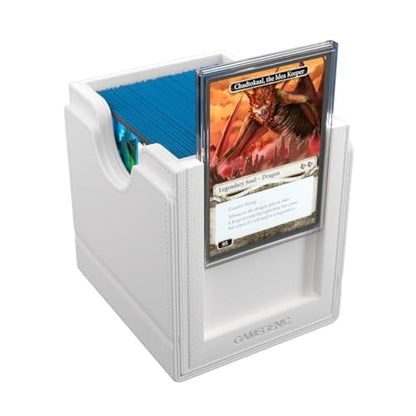 Gamegenic Sidekick Pro 100+ XL Convertible - Premium Deck Box with Secure Card Storage, UV Protected Slide Card Case, Display Top Card, Extra Token Drawer, Magnetic Closure, White Color, Made - color: White