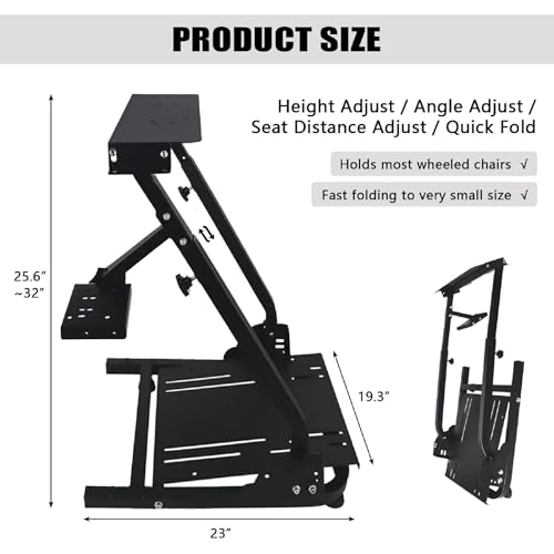 Hopky Racing Wheel Stand Adjustable & Foldable Steering Wheel for Gaming Steering Wheel Stand, for Logitech G920 G29 G25,G27, Pedals & Wheel Not Included
