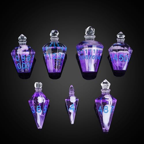 7PCS Potion DND Dice Set,Transparent Sharp Edge Dice Set D&D RPG Polyhedral Dice,for Dungeons and Dragons TTRPG Games Roleplaying Games.(Purple with White Smoke) - color: Purple With Smoke