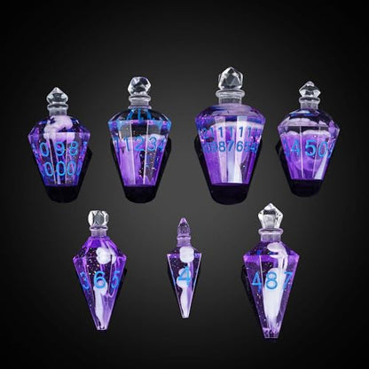 7PCS Potion DND Dice Set,Transparent Sharp Edge Dice Set D&D RPG Polyhedral Dice,for Dungeons and Dragons TTRPG Games Roleplaying Games.(Purple with White Smoke) - color: Purple With Smoke