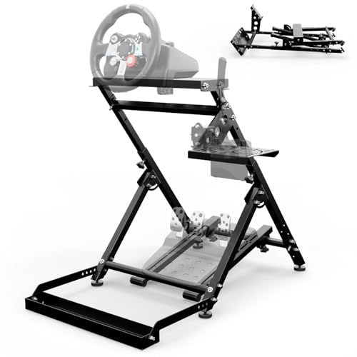 Anman Foldable Racing Simulation stand Compatible with Logitech G29 G27 G923 Adjustable Racing Wheel Stand Wheel and Pedals Not Included