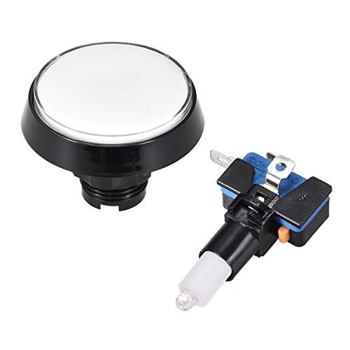 uxcell Game Push Button 60mm Round 12V LED Illuminated Push Button Switch with Micro Switch for Arcade Video Games White 5pcs - color: White