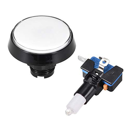 uxcell Game Push Button 60mm Round 12V LED Illuminated Push Button Switch with Micro Switch for Arcade Video Games White 5pcs - color: White