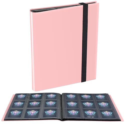 Card Binder, 360 Pockets Upgraded Trading Card Binders, Cards Collection Binder 9 Pocket, Side Loading Yugioh Binder Book Holder for MTG, TCG, Sport, Football, Baseball Collector Cards - Pink - color: Pink