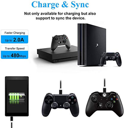 Akingdleo Replacement Controller Charging Cable, Sync Cord Compatible for PS4/ DualShock 4/PS4 Slim/PS4 Pro/Xbox One/Xbox One/One S/Xbox One Elite/Xbox One X Controllers (3.3ft)