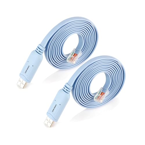 USB to RJ45 Console Cable 2pack, Essential Tool for Cisco, NETGEAR, Ubiquiti, LINKSYS, TP-Link Routers/Switches Connection, Compatible with Windows, Mac, Linux Laptops - size: 6 ft 2 Pack