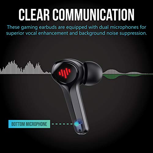 iLuv SG100 Gaming Wireless Earbuds, Bluetooth in-Ear with Changing LED Lights Ultra-Low 60ms Latency and Hands-Free Call MEMS Microphone, Includes Compact Charging Case and 4 Ear Tips, Black