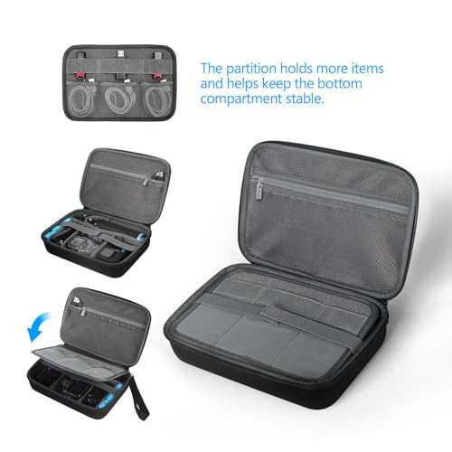 JSVER PU Leather Hard Shell Carrying Case for GoPro Hero13/12/11/10/9/8/7, AKASO EK7000 / Brave 4 4K / Brave 7 LE/Brave 8 / V50X and Insta360 - size: Large-T2