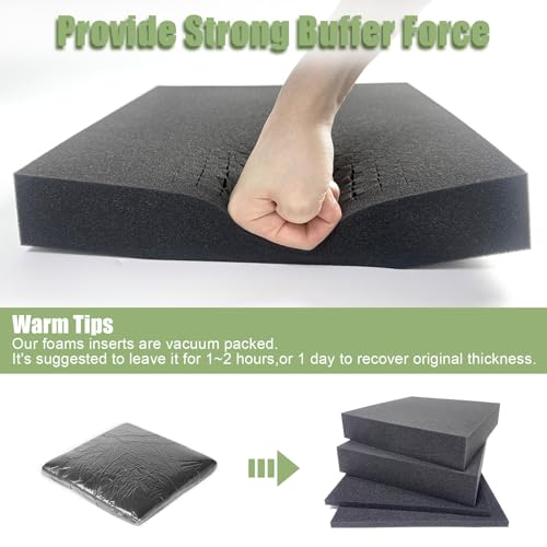 LAFENLIN Pick & Pluck Foam 4-Pack for Gun Cases, 16x12x2" & 0.4" Sheets | High-density closed-cell polyethylene, pre-scored for easy customization.Protects firearms, electronics, tools & collectibles - size: 4 Pack Two Sizes-16 Inch Length