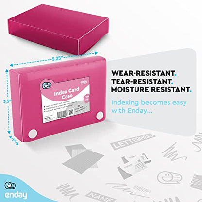 Enday Index Card Holder 3x5, Pink Index Card Case with 5 Tab Dividers, Index Card Organizer, Flash Card Holder, Holds 100 Cards - color: PINK, size: 1