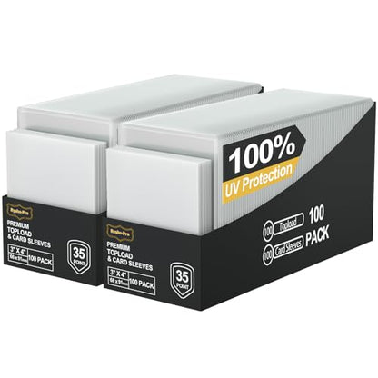 400 Card Sleeves Top Loaders, 3" x 4" Clear Full UV-Resistant Trading Card Protectors for Baseball, Hard Plastic Holder for MTG TCG Collectible Sports Game Cards (200 Toploaders + 200 Soft Sleeves) - size: 200 Toploaders + 200 Penny Sleeves