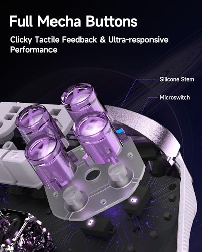 EasySMX D10 PC Controller - Elite Wireless Bluetooth Pro Controller with TMR Joystick, Dual-Mode Triggers & Full Mechanical Buttons, 1000Hz Polling Rate, RGB Lighting for PC/Switch/Android/iOS - color: Purple
