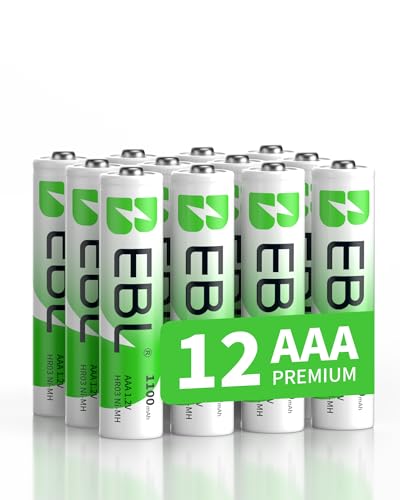 EBL Rechargeable AAA Batteries 1100mAh Ni-MH AAA Batteries 12 Pack 1.2V | High-Capacity 1100mAh, Mercury-Free, 1200 Cycles, Low self-discharge, ideal for Remotes and Toys - size: 12 Count (Pack of 1)