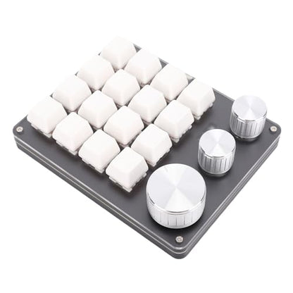 Custom Keypad Macro Pad Programmable 16 Key Wired Small Mechanical Gaming Keyboard for Copying Pasting PS Graphics (White) - color: White