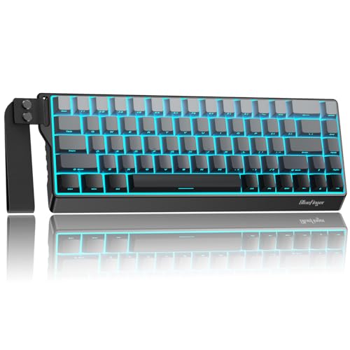 BlueFinger 60% Wireless Mechanical Gaming Keyboard, Bluetooth/2.4G/USB-C Hot Swappable RGB Backlit Keyboard with Side-Printed PBT Keycaps, for MAC Xbox PC PS5, Black - color: Gradient Gray