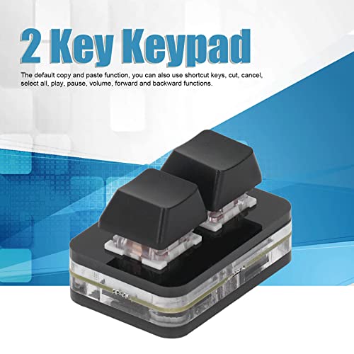 TITA-DONG 2 Keys Red Switch Keyboard, One Handed Mechanical Gaming Keyboard, Mechanical Keypad with 2 Fully Programmable Keys, Mini USB Mechanical Keypad for Rhythm Games Copy Paste Function (Black)