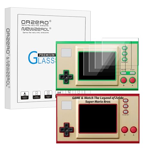 Orzero (4 Pack) Tempered Glass Screen Protector Compatible for GAME & Watch The Legend of Zelda/Super Mario Bros, Protector De Pantalla 9 Hardness High Definition Anti-Scratch Bubble Free - size: GAME & Watch The Legend of Zelda/Super Mario Bros