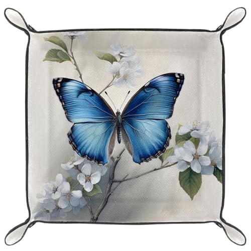 Blue Butterfly Floral Dice Tray Dice Rolling Tray Folding Dice Holder for Dice Games, Like RPG, DND and Other Table Games - color: Multi 11
