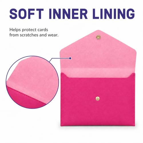 Leather Mahjong Card Clutch Pouch, 8 x 6 Inches Protective Case for American Mahjong Strategy Cards, Secure Magnetic Closure Accessories Holder, Elegant Game Night Gift (Magenta) - color: Magenta