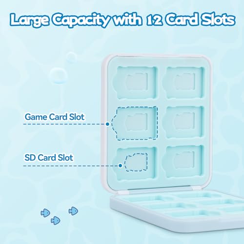 GeekShare Switch Game Card Case Compatible with Switch 2 (2025), Portable Game Holder Cartridge Case for NS 2, Card Storage Shell with 12 Game Card Slots - Shark Party - size: For Switch 2/Switch/OLED/Switch Lite