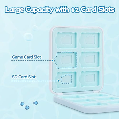 GeekShare Switch Game Card Case Compatible with Switch 2 (2025), Portable Game Holder Cartridge Case for NS 2, Card Storage Shell with 12 Game Card Slots - Shark Party - size: For Switch 2/Switch/OLED/Switch Lite
