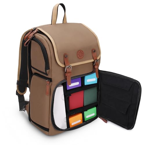 ENHANCE Designer Edition TCG Backpack - MTG Deck Bag Card Binder Space, TCG Deck Box Storage, MTG Playmat Holder - Card Storage Compatible with Magic the Gathering, Pokemon, Lorcana (Canvas Tan) - color: Canvas Tan