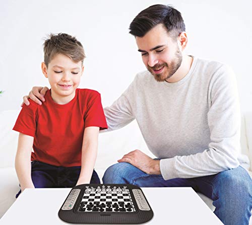 Lexibook Chessman® FX, Electronic Chess Game with Tactile Keyboard and Light and Sound Effects, 32 Pieces, 64 Levels of Difficulty, Family Board Game, Black/Grey, CG1335 - style: CG1335