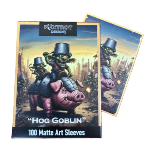 Foxtrot Designs TCG Art Card Sleeves, Goblin Themed - 100 Count Card Protectors with Matte Textured Back - Compatible with Magic The Gathering and Other TCGs & LCGs (Hog Goblin) - color: Hog Goblin