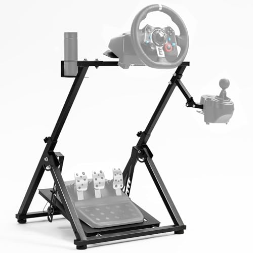 Supllueer Foldable Steering Wheel Stand Fit for Logitech G923 G25 G27 G29 G920, for Thrustmaster T248 T300RS T300 T500, for Fanatec X Shape Sim Racing Stand Racing Simulator, No Shifter Handbrake Wheel Pedal