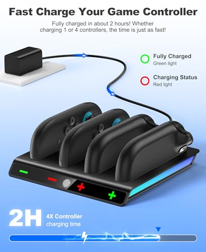 Svetaecho Enhanced Controller Charger Station Compatible with Switch 2 Joy Con, Magnetic Fast Charging Dock for Switch 2 Joy Con Charger Accessories PlayStation 3 - style: Horizontal