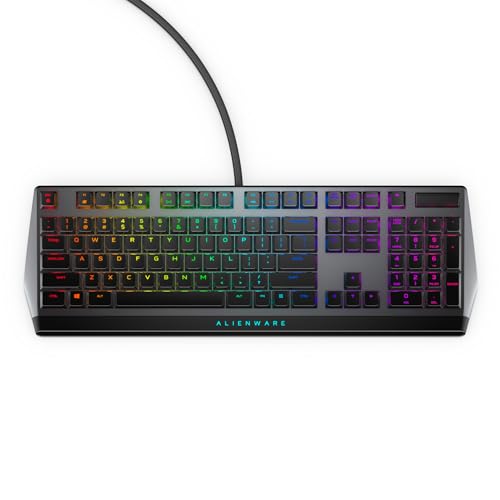 Alienware Low-Profile RGB Gaming Keyboard AW510K, AlienFx Per Key RGB LED Color Backlighting, Media CONTROLS & USB Passthrough, Cherry MX Low Profile Red Switches | USB, Numeric Keypad, Adjustable Height, Media Hot Keys, Dark Side of the Moon, Gaming Read