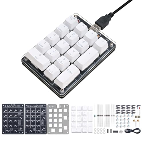 Icstation Numeric Keypad Soldering Practice Kit, 17 Key USB Hot-Swappable Blue Switches Mechanical Number Pad with PBT Keycaps STEM Soldering Project for School Learning Hobbyists Laptop PC Computer