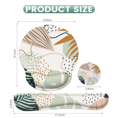 iLeadon Mouse Pad Wrist Support Keyboard Wrist Rest Set, Ergonomic Mouse Pad with Non-Slip Base for Computer Laptop Home Office + Coasters, Easy Typing & Pain Relief Mouse Mat, Tropical Plants | Ergonomic Mouse Pad with Non-Slip Base for Computer Laptop H