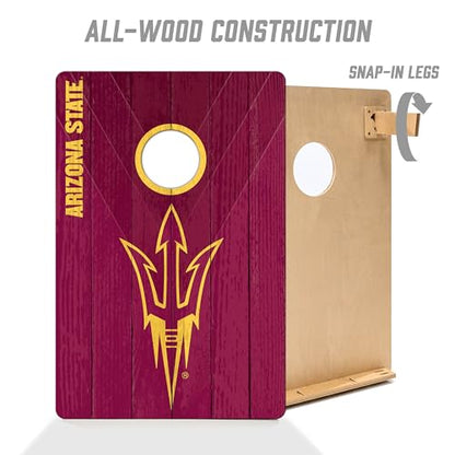 YouTheFan NCAA 2’ x 3’ Wood Cornhole Game with Logo Bags - color: Arizona State Sun Devils