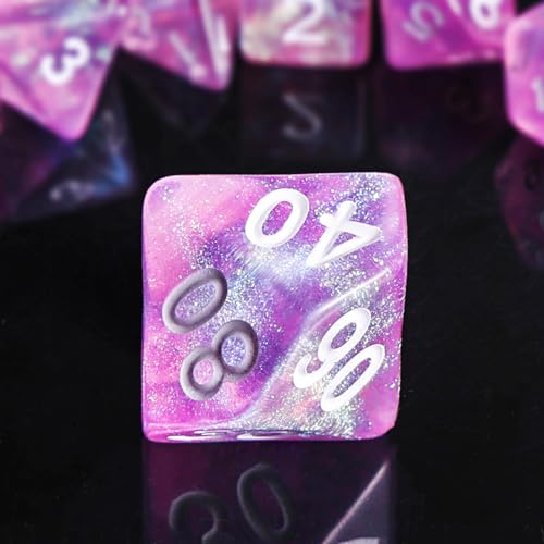 DND Dice Pink Transparent Dice with Color Changing Glitter for Dungeons and Dragons Tabletop Game Role Playing Game,D&D,MTG,Pathfinder Dice Set - color: Glitter Pink