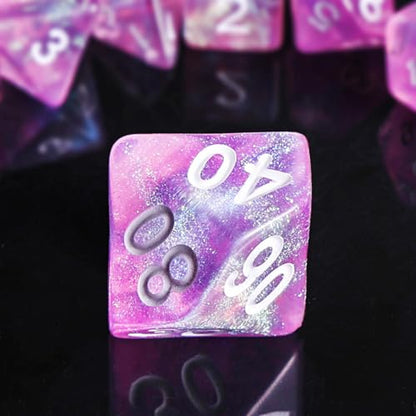 DND Dice Pink Transparent Dice with Color Changing Glitter for Dungeons and Dragons Tabletop Game Role Playing Game,D&D,MTG,Pathfinder Dice Set - color: Glitter Pink