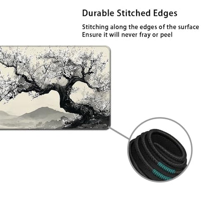 Desk Mat, Large Gaming Mouse Pad with Wrist Rest, 4 in1 XXL Mouse pad+Keyboard Wrist Rest+Mouse Pad Wrist Support+Cup Coaster Set, Ergonomic Desk Pad for Home Office, Japanese Cherry - color: Japanese Cherry Blossoms