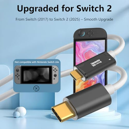 JEMDO Switch 2 Dock HDMI Cable,4K@144Hz 48Gbps,USB C to HDMI 2.1,100W PD Play While Charging,6.6 ft,Portable Travel TV Adapter Compatible with Nintendo Switch 2(Only Below V21.0.0)/2017/OLED - color: Black, style: 144