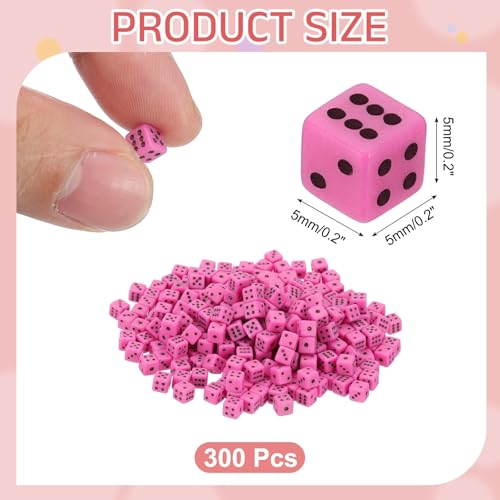 uxcell 300Pcs Mini Dice, 5mm/0.2" Acrylic Tiny Six Side Game Dot Square Dice Bulk for Table Board Game Party Activities, Pink/Black - color: Pink/Black, size: 5mm/0.2"